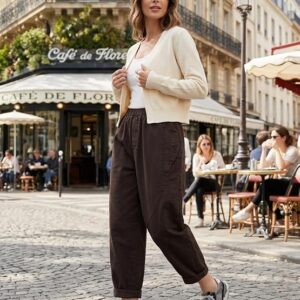 Leriya Fashion Trouser for Women High Waist Wide Leg | Grey Trousers Office Wear Pleated Korean Pants for Womens | Loose Fit Korean Baggy Trouser Pant