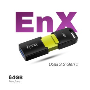EVM 64GB USB 3.2 Flash Drive | 120MB/s High Speed Pendrive | Metal Body with Key Loop | Fast Data Transfer Storage | for Laptop Desktop Smart TV | 10 Year Warranty (ENX/64G)